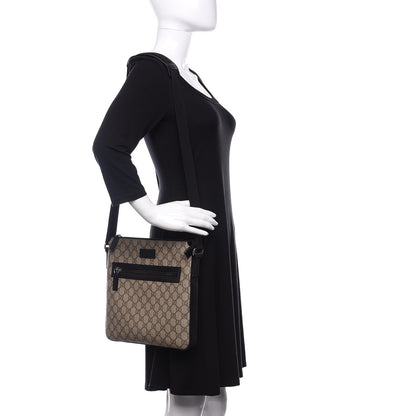 Gucci GG Supreme Monogram Flat Messenger Bag Black 2 of 10