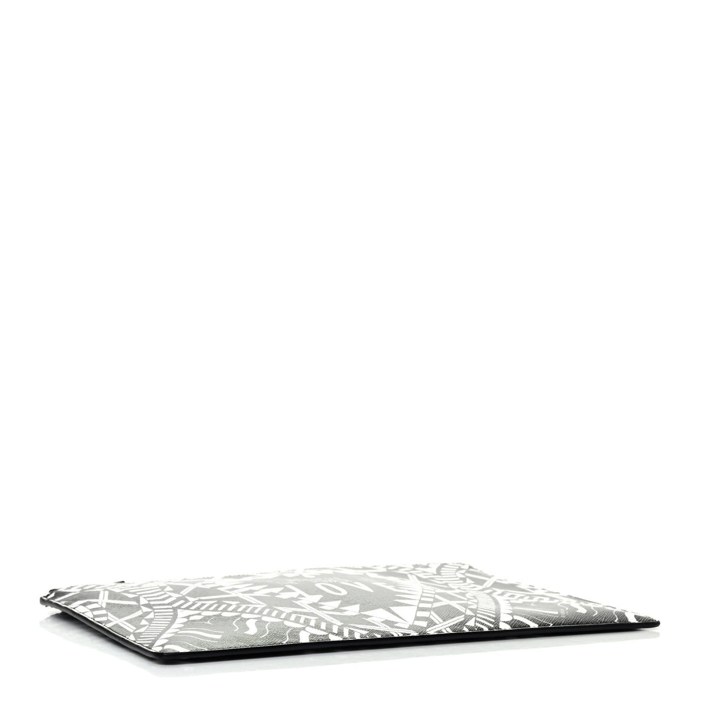 Calfskin Power of Love Print Medium Pouch Black