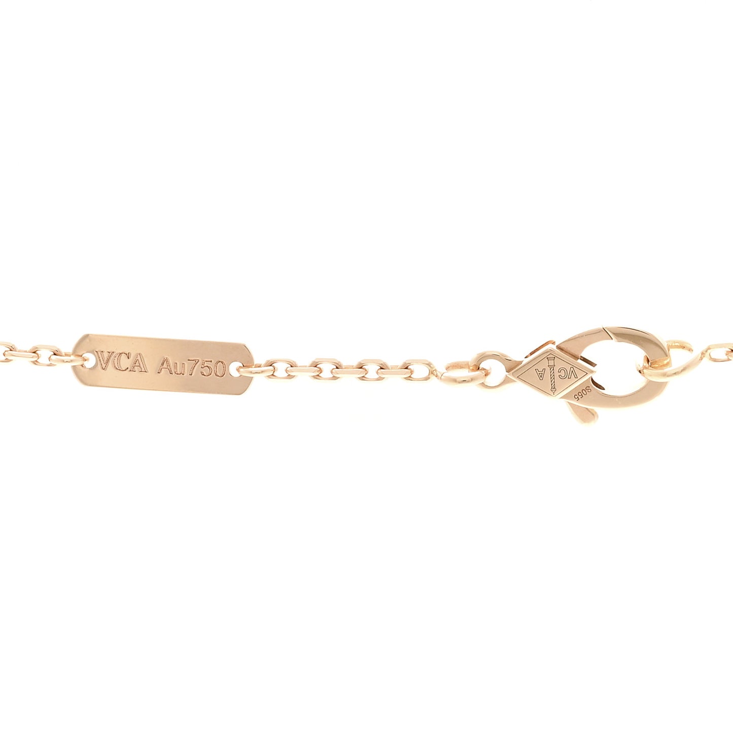 18K Rose Gold Gray Mother of Pearl Vintage Alhambra Pendant Necklace