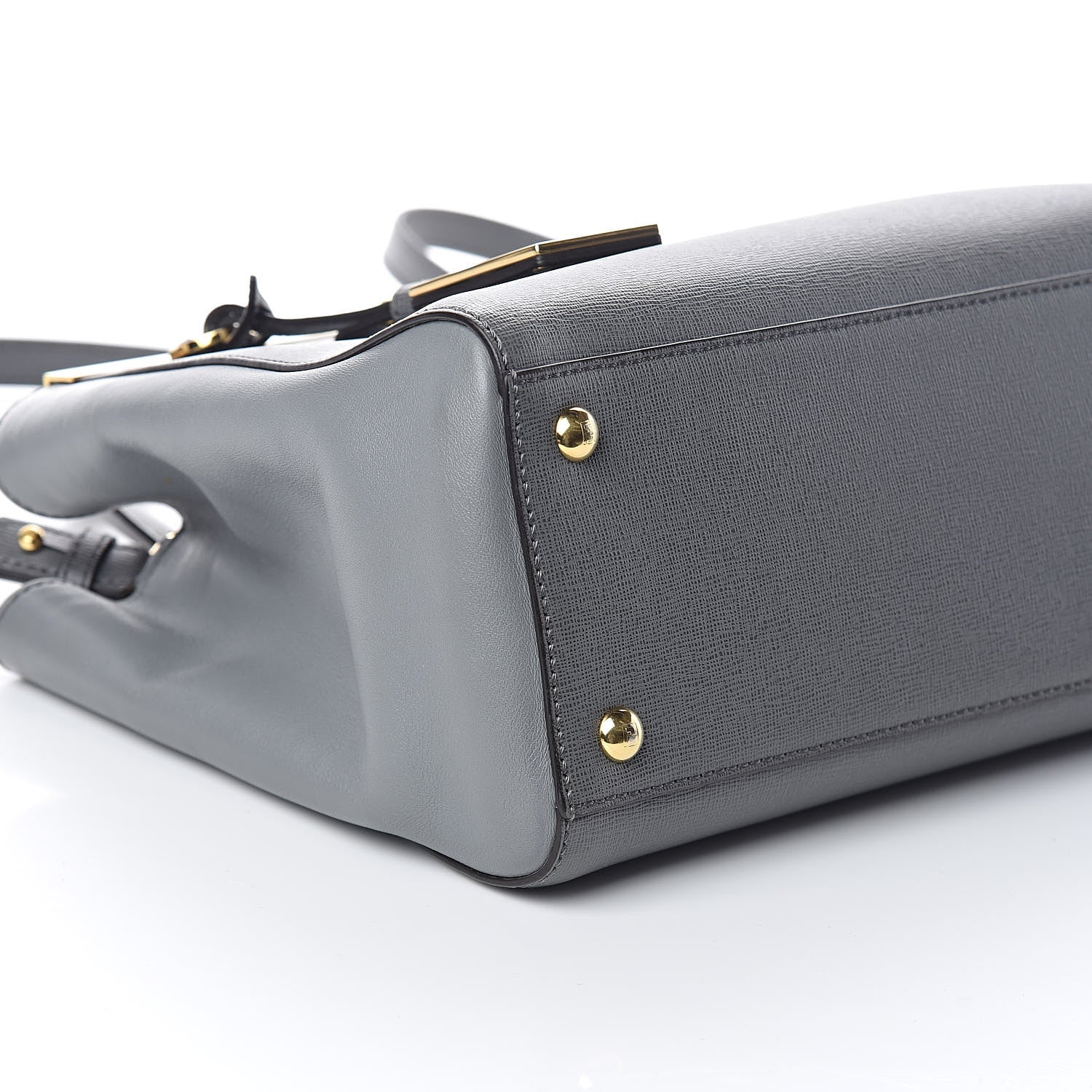 Fendi Vitello Elite Petite 2Jours Tote Grigio Grigio Chiaro 8 of 9