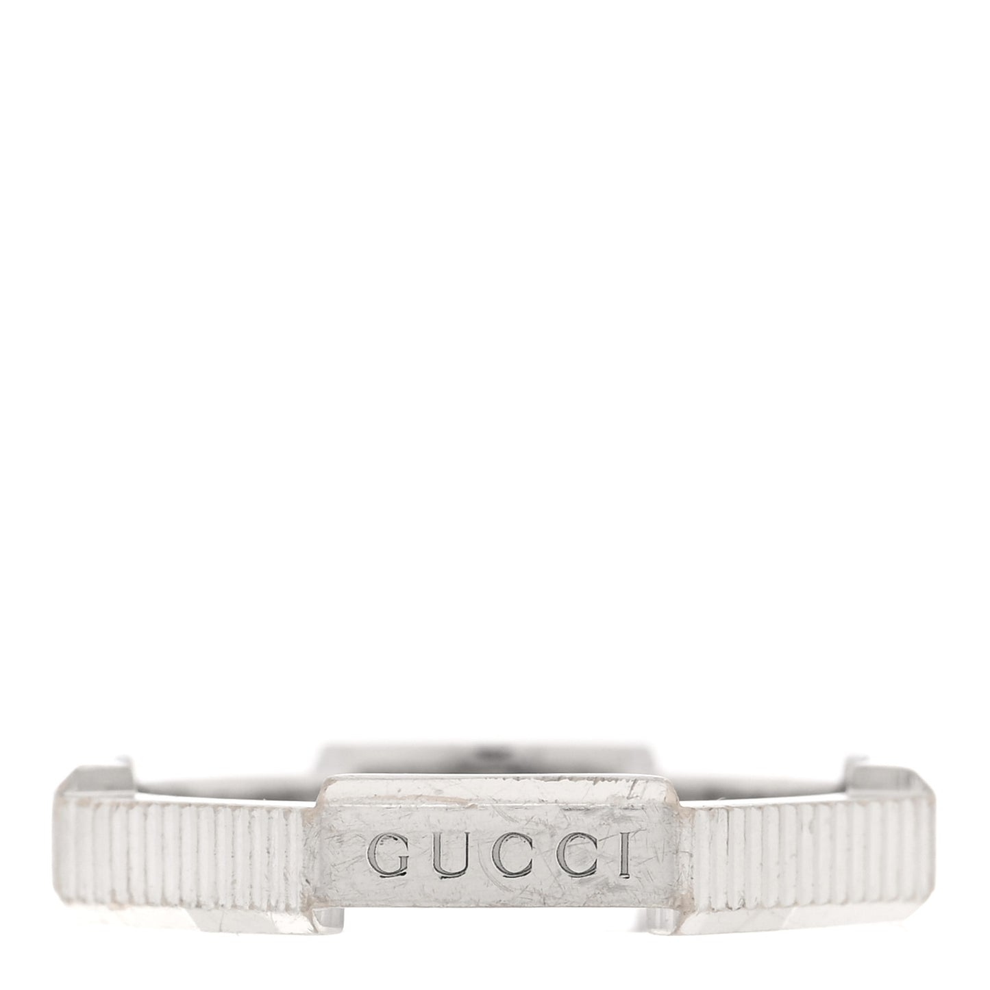 18K White Gold 4mm Link To Love Striped Ring 58 8.5
