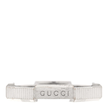 Gucci 18K White Gold 4mm Link To Love Striped Ring 58 8.5 1 of 4