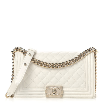 Chanel Caviar Quilted Medium Boy Flap White 1 of 4
