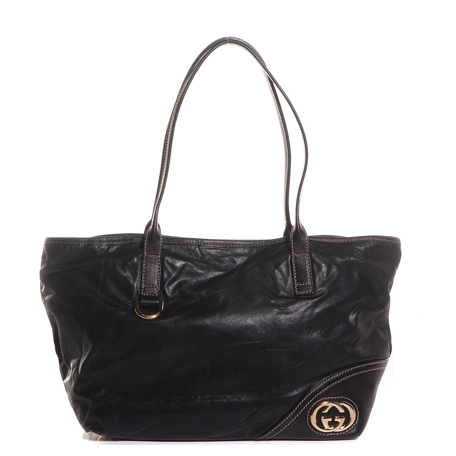 Gucci Leather Medium New Britt Tote Black 1 of 7