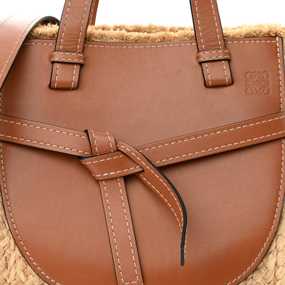 Loewe Raffia Calfskin Small Gate Tote Tan Naturel 8 of 11