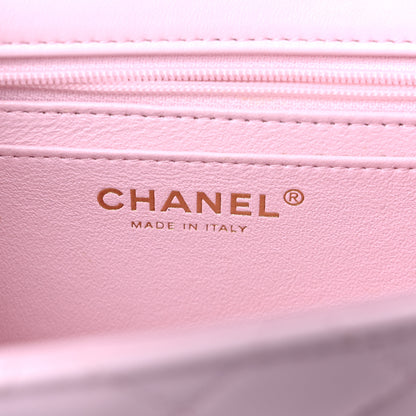 Chanel Lambskin Quilted Mini Top Handle Rectangular Flap Light Pink 6 of 14