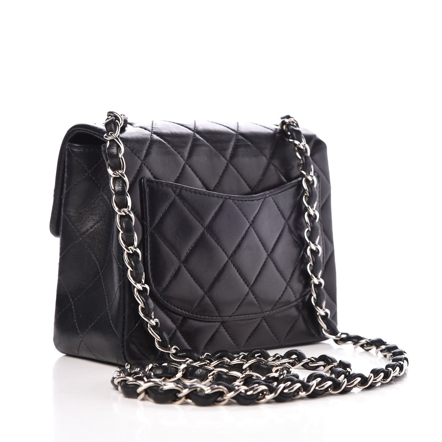 Lambskin Quilted Mini Square Flap Black