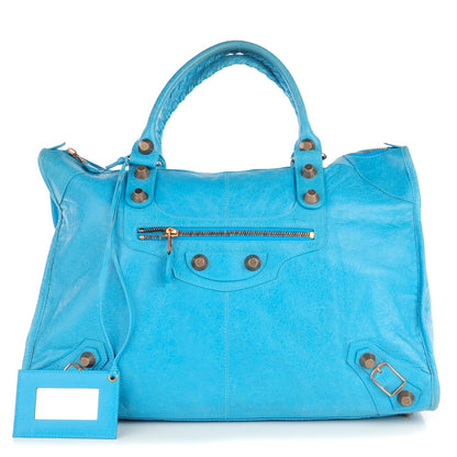 Balenciaga Agneau Giant 21 Rose Gold Hardware Weekender Bleu Paon 1 of 9