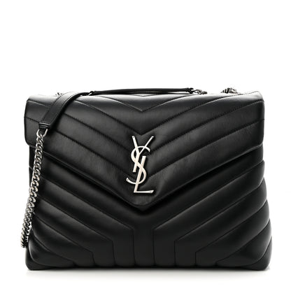 Saint Laurent Calfskin Y Quilted Monogram Medium Loulou Chain Satchel Black 1 of 9