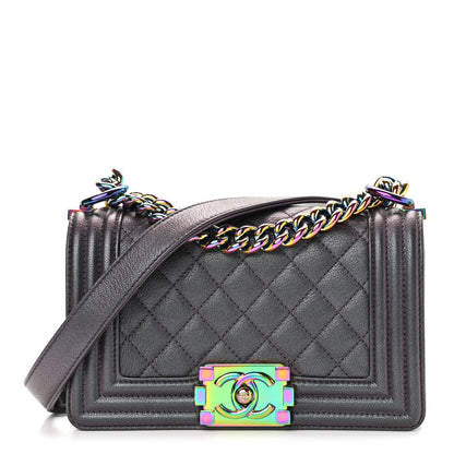 Chanel Iridescent Goatskin Quilted Small Boy Flap Purple 1 of 12