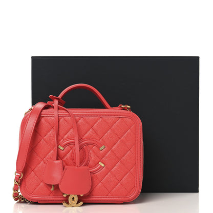 Chanel Caviar Quilted Medium CC Filigree Vanity Case Red 11 of 11