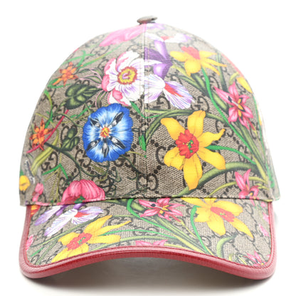 Gucci GG Supreme Flora Claudia Baseball Hat 58 L Red 4 of 10