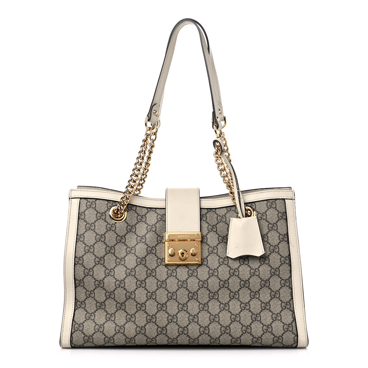 Gucci GG Supreme Monogram Medium Padlock Tote White 1 of 17