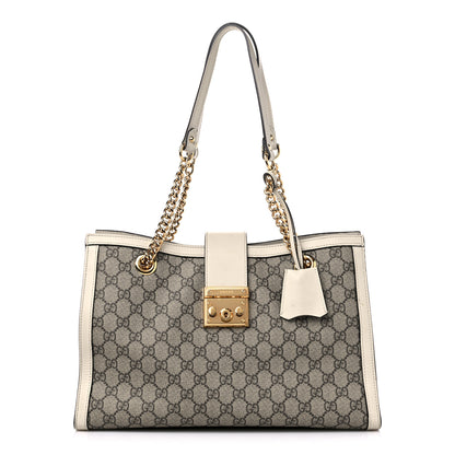 Gucci GG Supreme Monogram Medium Padlock Tote White 1 of 17