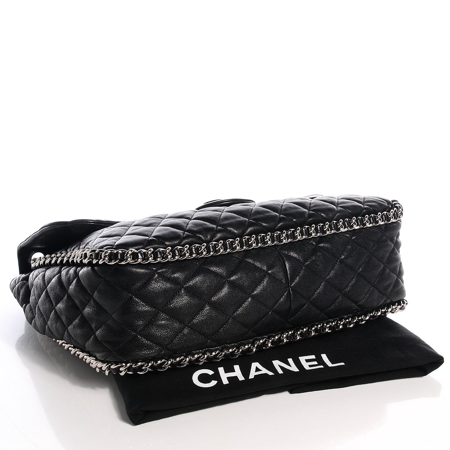 Lambskin Chain Around Maxi Flap Bag Black