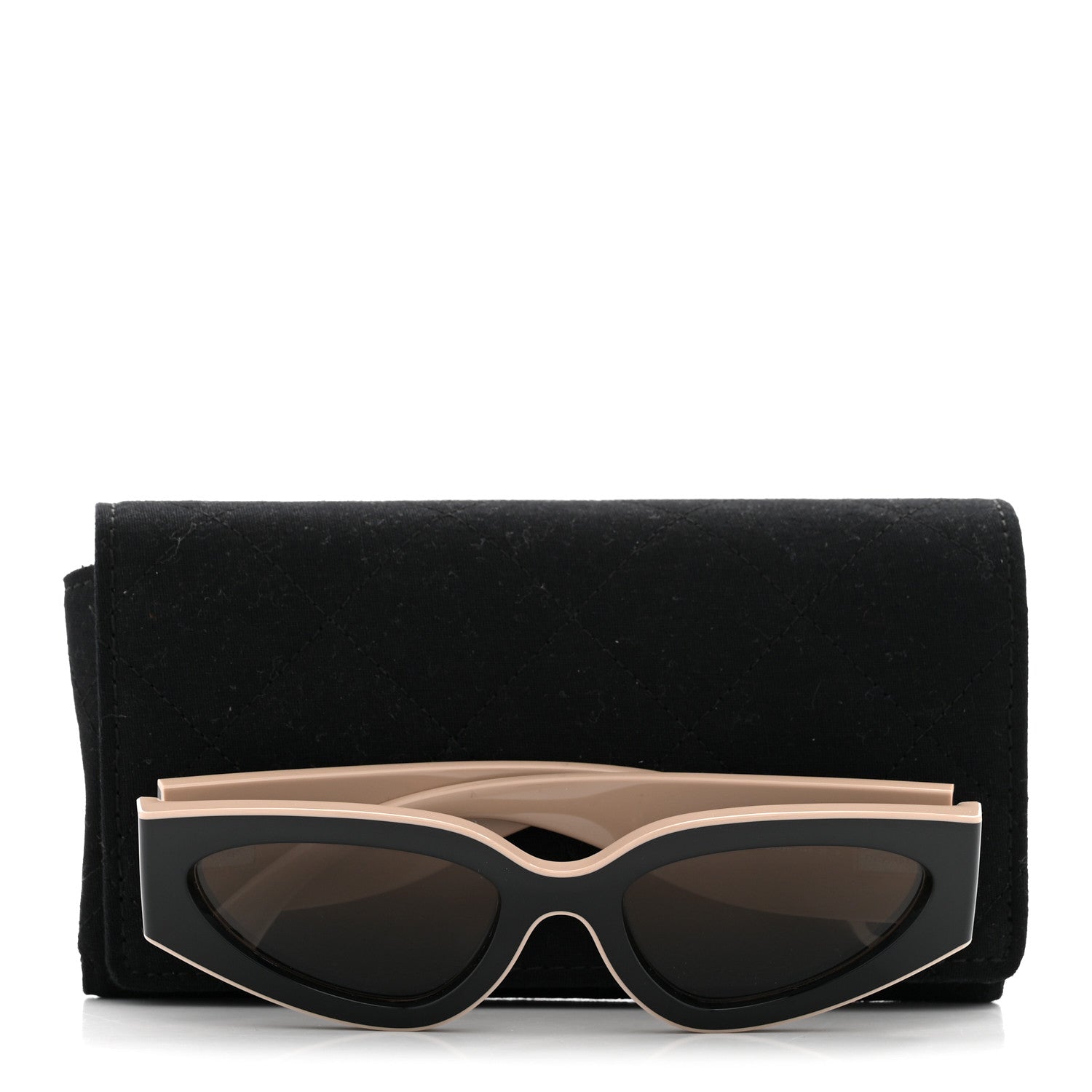 Chanel Acetate Cat Eye Sunglasses 6056 Black Beige 9 of 9