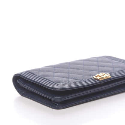 Chanel Caviar Quilted Boy Wallet On Chain WOC Navy 9 of 14