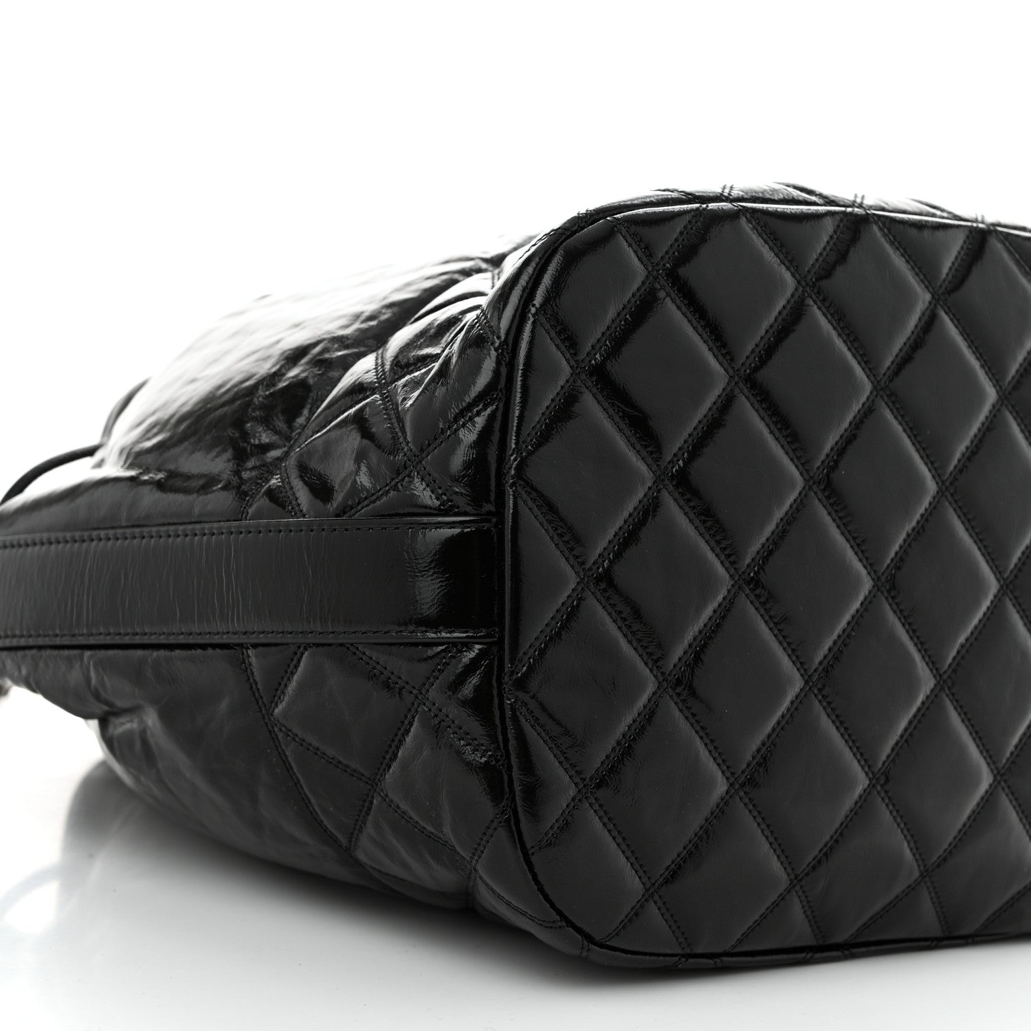 Chanel Shiny Aged Calfskin CC Chain Drawstring Bag Black 9 of 10