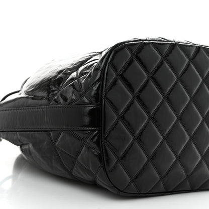 Chanel Shiny Aged Calfskin CC Chain Drawstring Bag Black 9 of 10