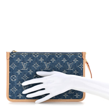 Louis Vuitton Denim Monogram Carryall MM Pochette Blue 2 of 7