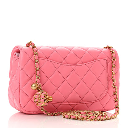 Chanel Lambskin Quilted Mini Rectangular Pearl Crush Flap Pink 4 of 10