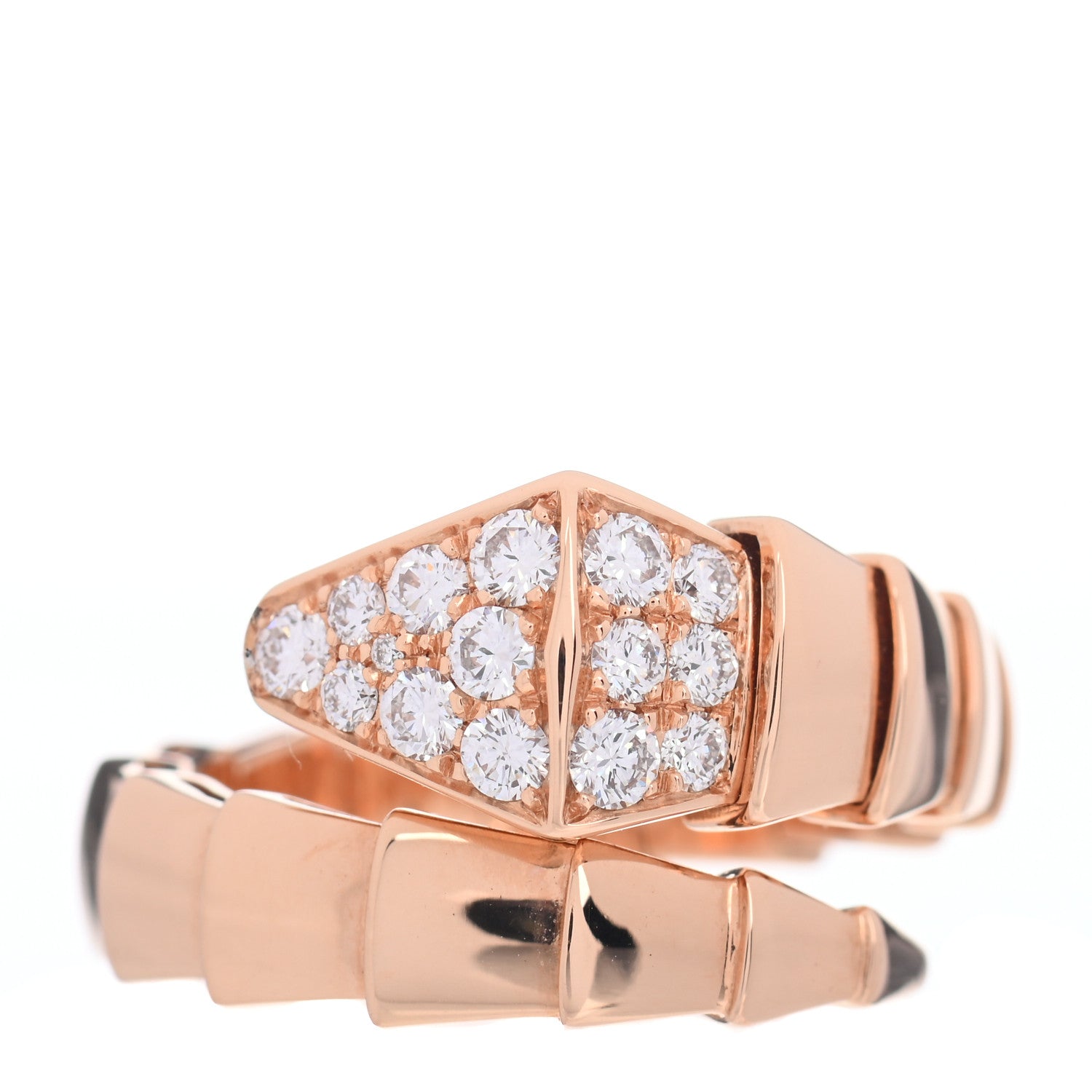 Bulgari 18K Rose Gold Diamond Serpenti Viper Ring L 1 of 5