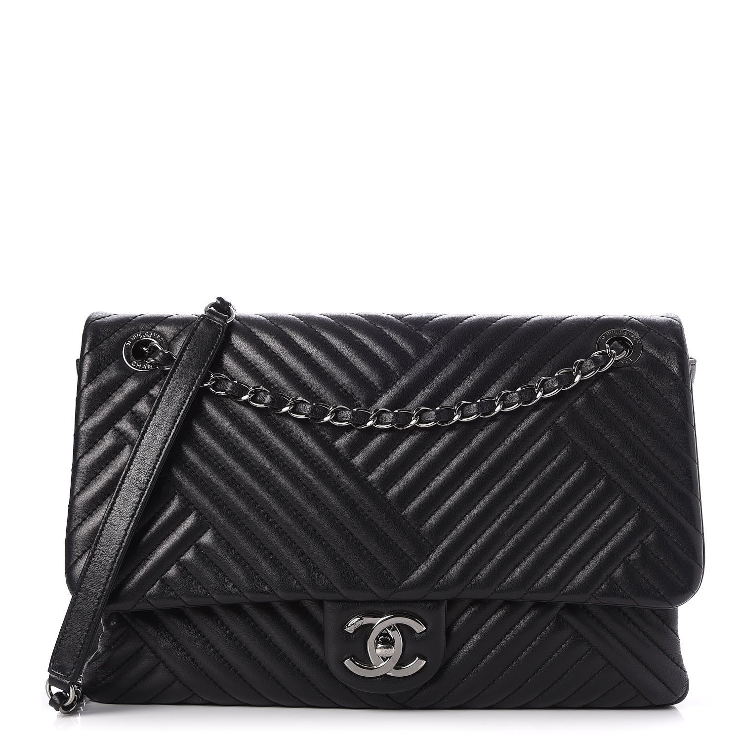 Chanel Lambskin Large CC Crossing Flap Black 1 of 7