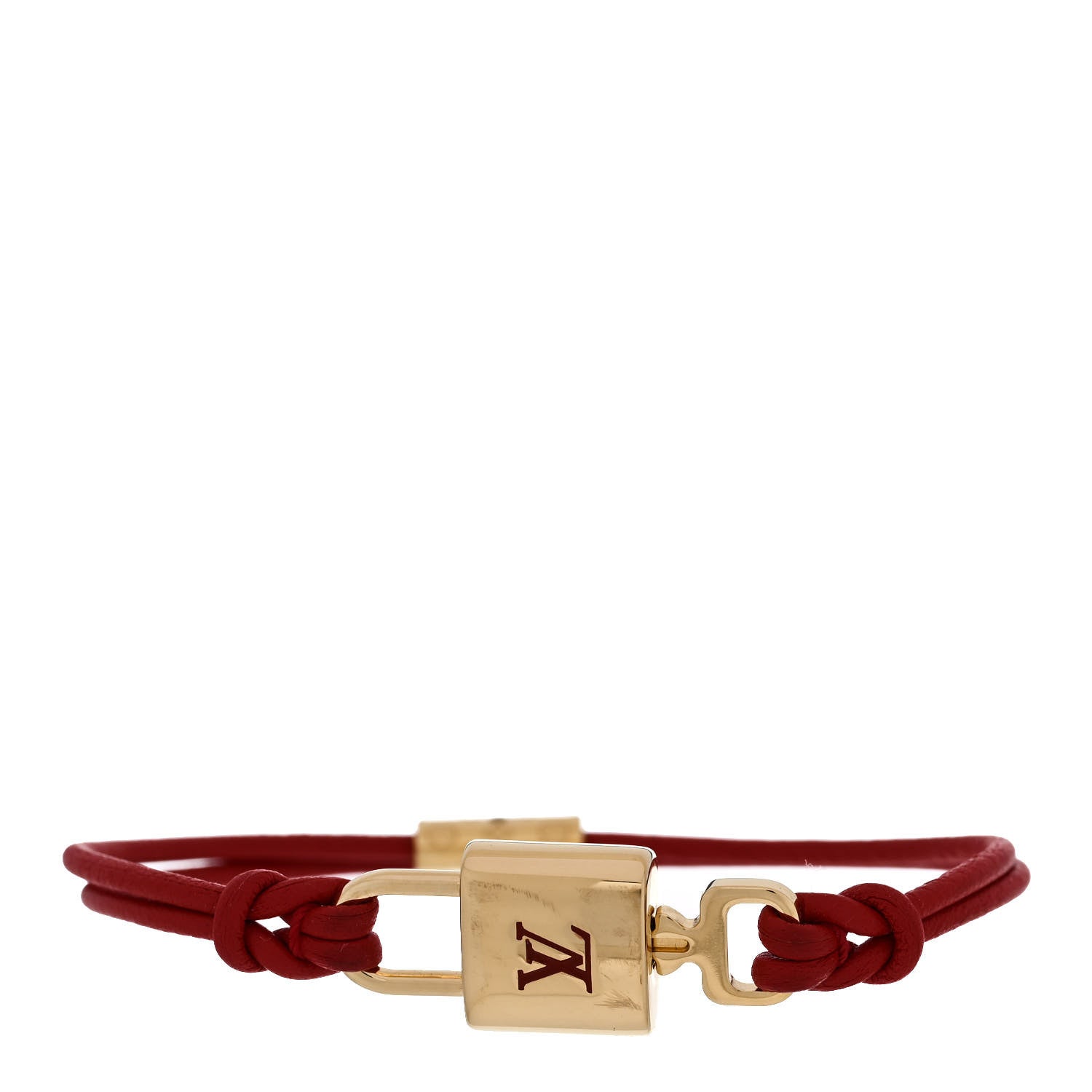 Louis Vuitton Calfskin LV Padlock Bracelet Red 1 of 5