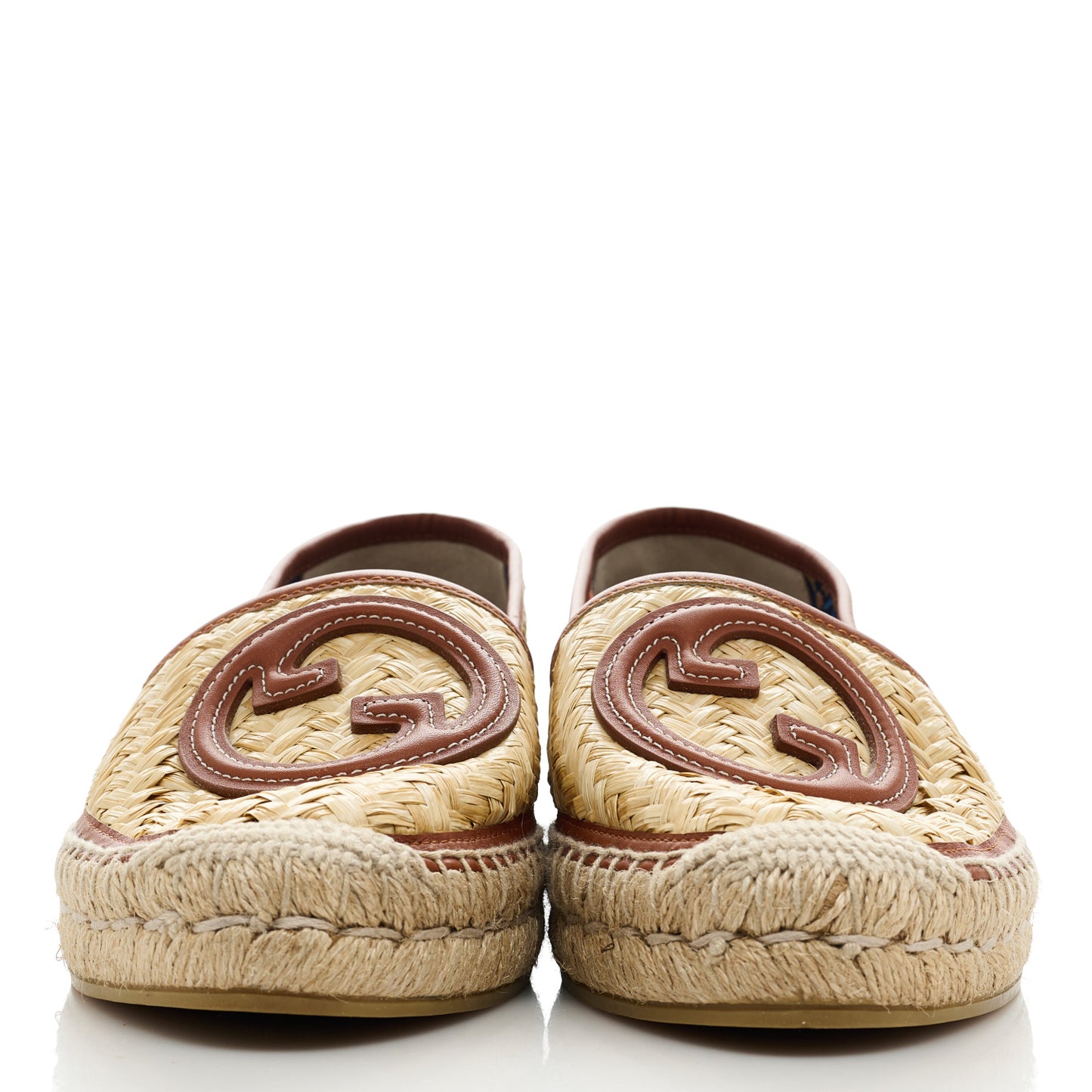 Raffia Harness Calfskin Interlocking G Adela Espadrilles 37.5 Palmi Naturale Harness Brown