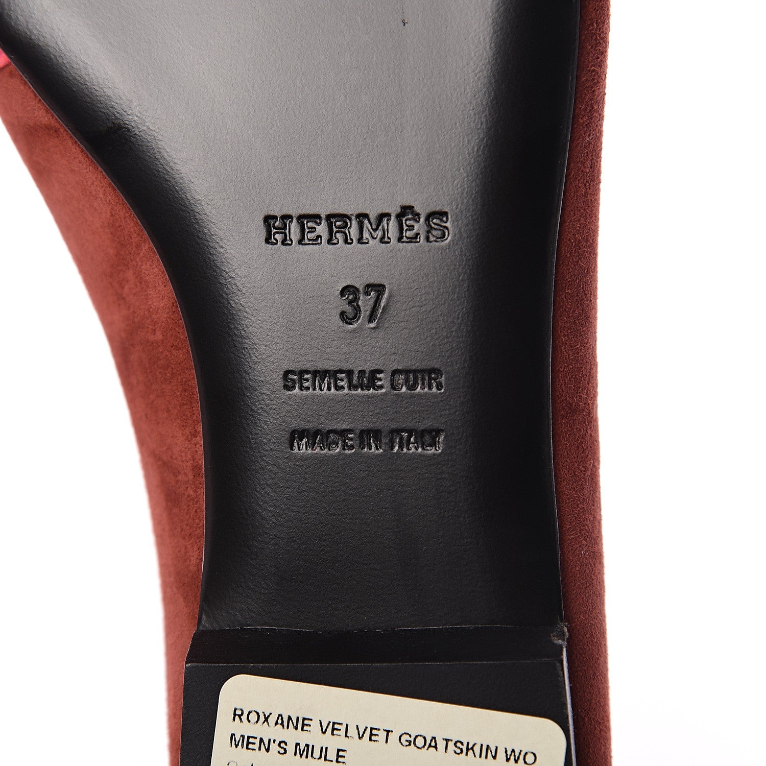 Hermes Velvet Goatskin Mens Roxane Mules 37 Multicolor Brun Acajo 6 of 7