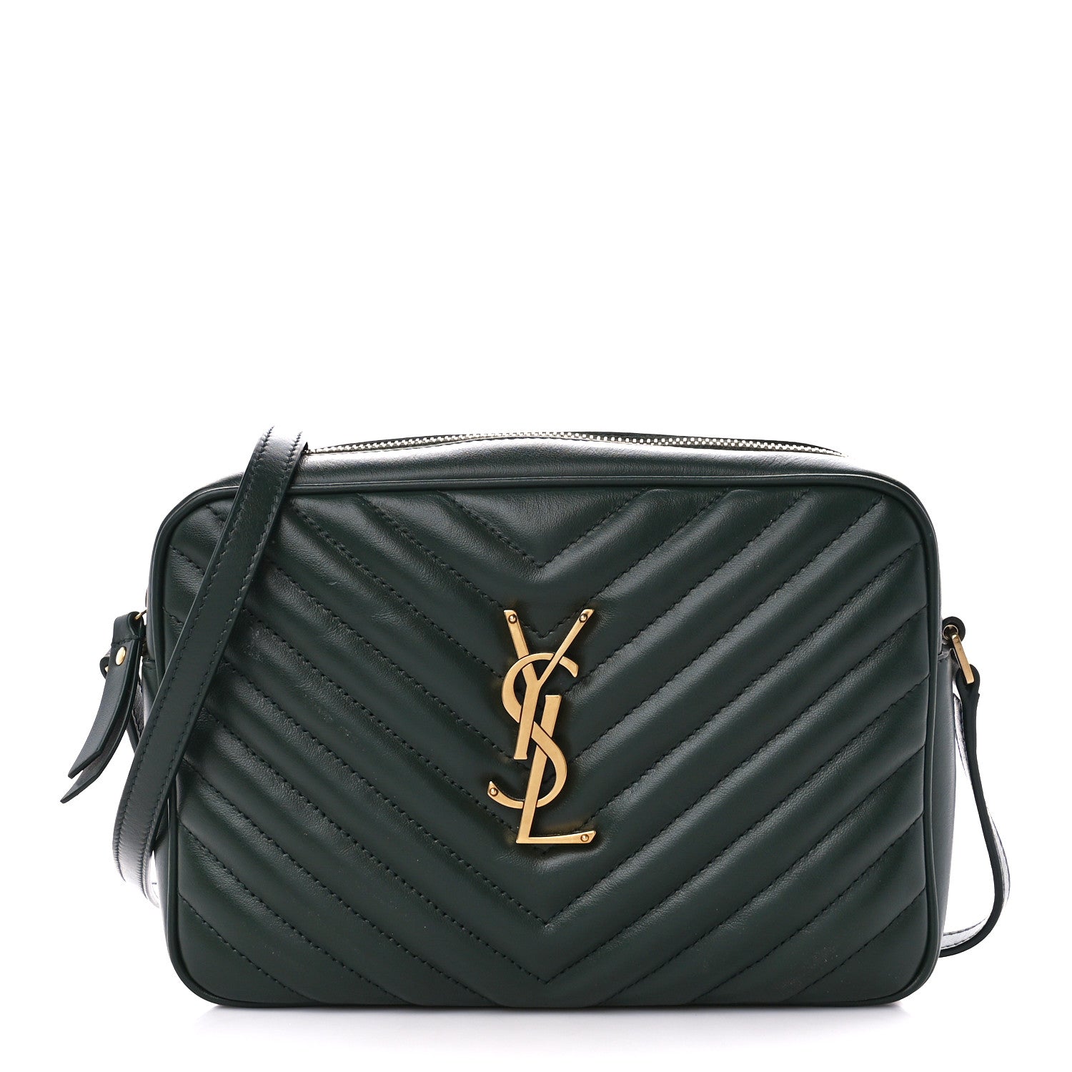 Saint Laurent Calfskin Matelasse Monogram Lou Camera Bag Vert Fonce 1 of 10