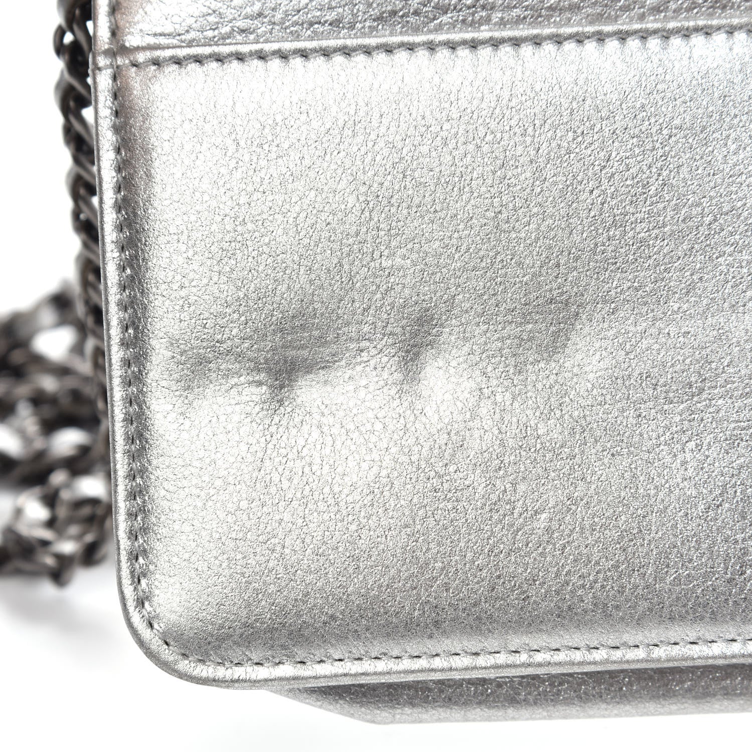 Chanel Metallic Galuchat Stingray Lambskin Boy Wallet On Chain WOC Silver 11 of 14
