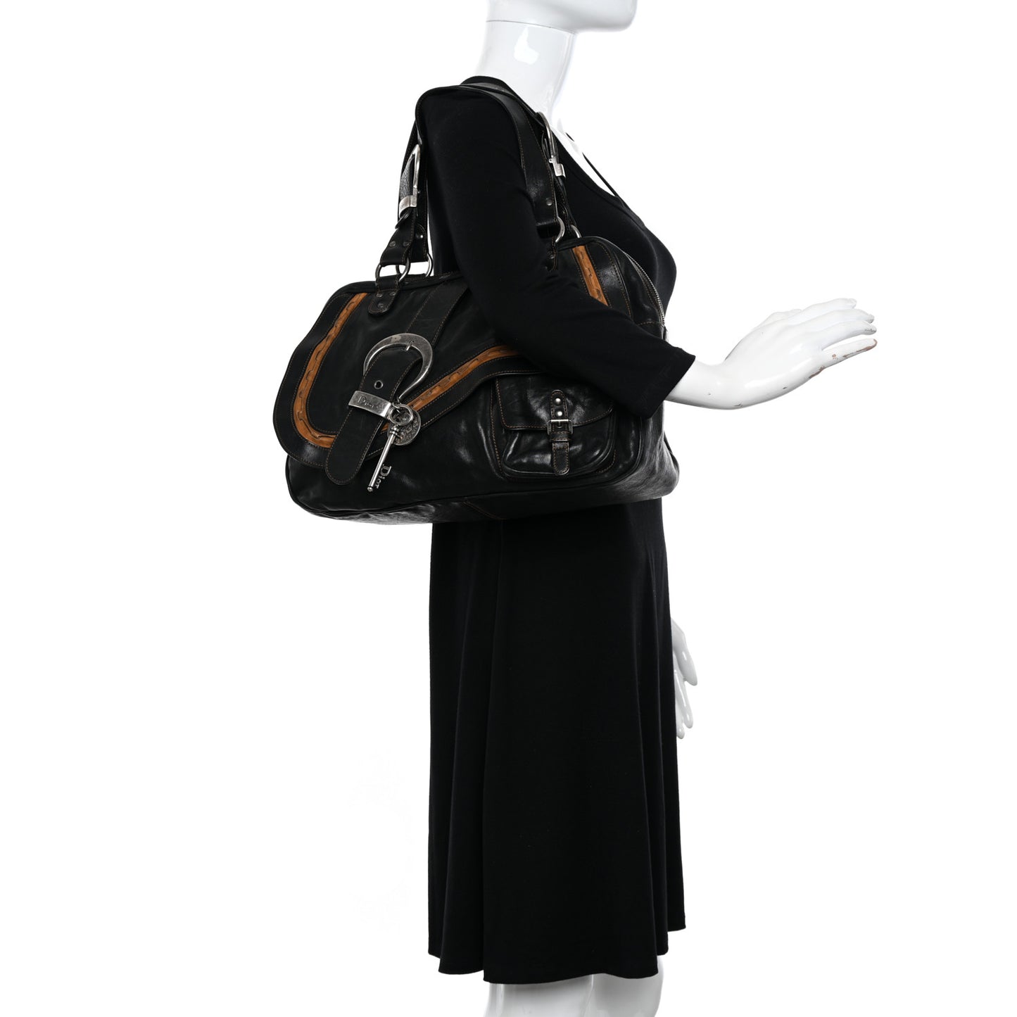 Calfskin Medium Gaucho Double Saddle Bag Black