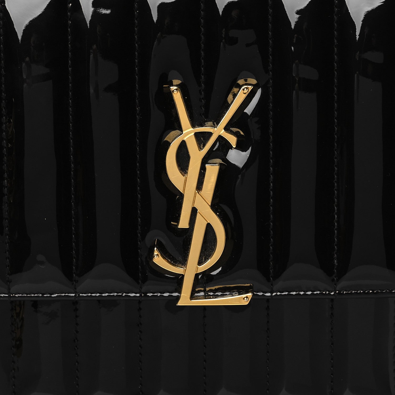 Saint Laurent Patent Calfskin Matelasse Monogram Medium Vicky Chain Bag Black 7 of 9