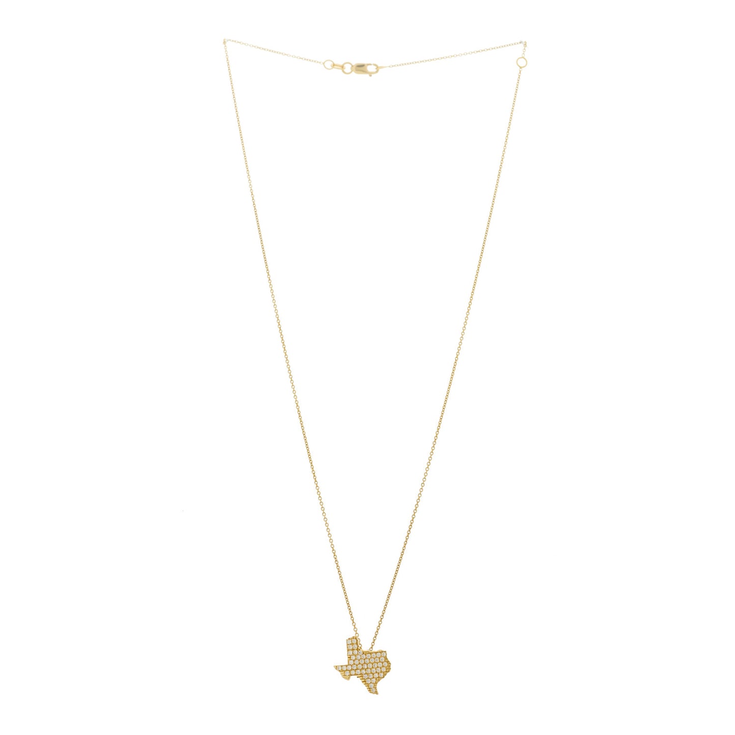18K Yellow Gold Diamond Tiny Treasures Texas State Necklace