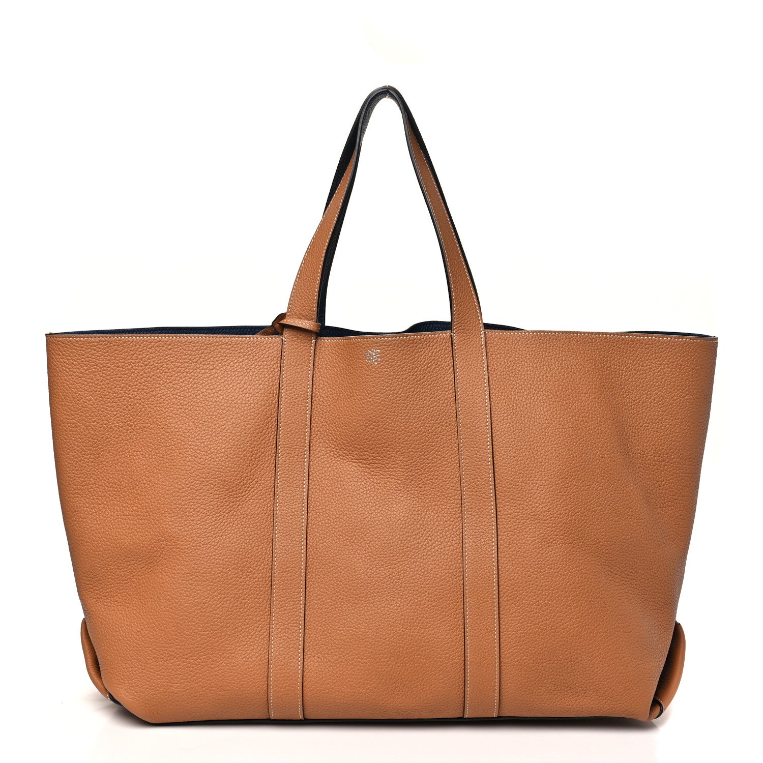 Moynat Taurillon Gex Calfskin Duo Reversible Tote GM Bleu Acier Canelle 4 of 16