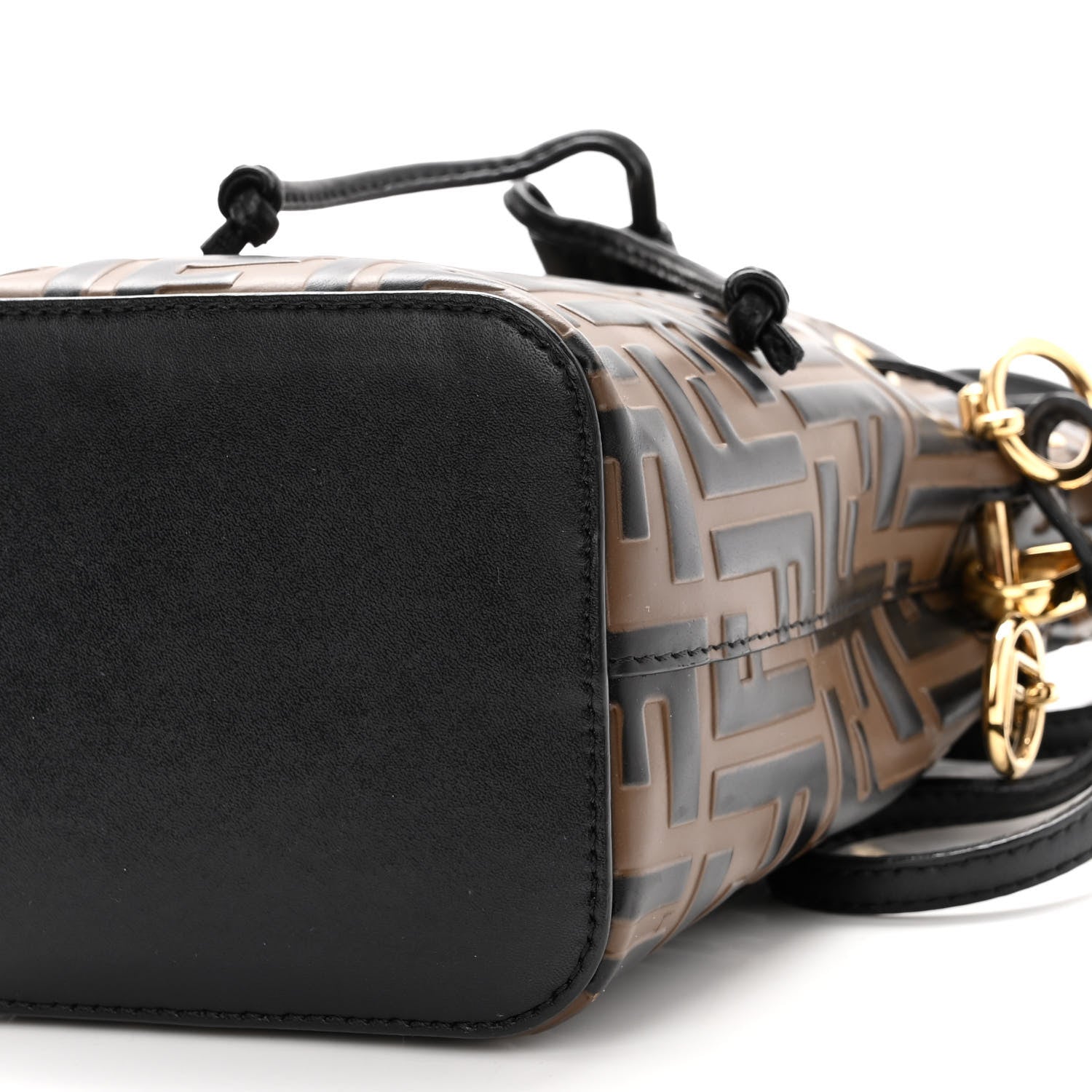 Fendi Vitello Liberty F is Fendi Bi-Color FF 1974 Embossed Mini Mon Tresor Bucket Bag Maya Black 11 of 11