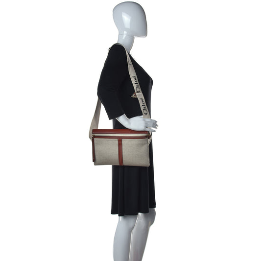 Cotton Calfskin Woody Belt Bag Beige Brown