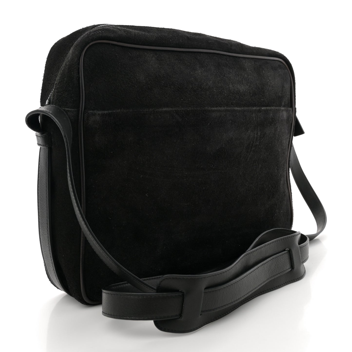 Suede Flat Messenger Bag Black