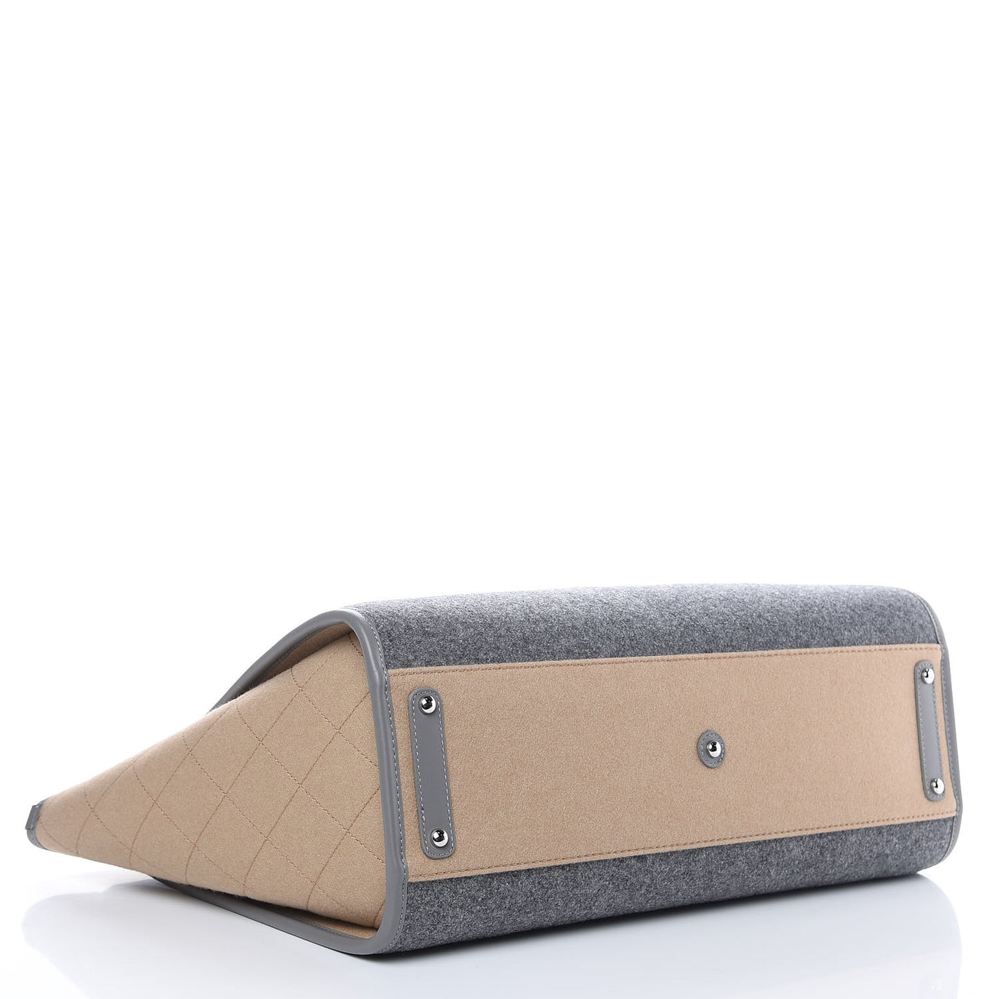 Wool Felt Calfskin Large Deauville Tote Grey Beige