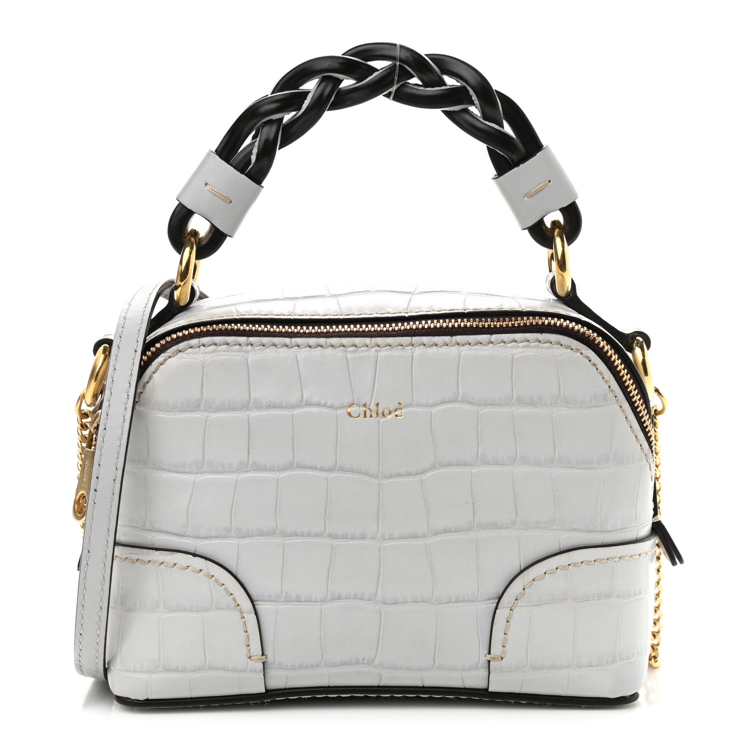 Chloe Crocodile Embossed Mini Daria Chain Bag Light Cloud 1 of 10