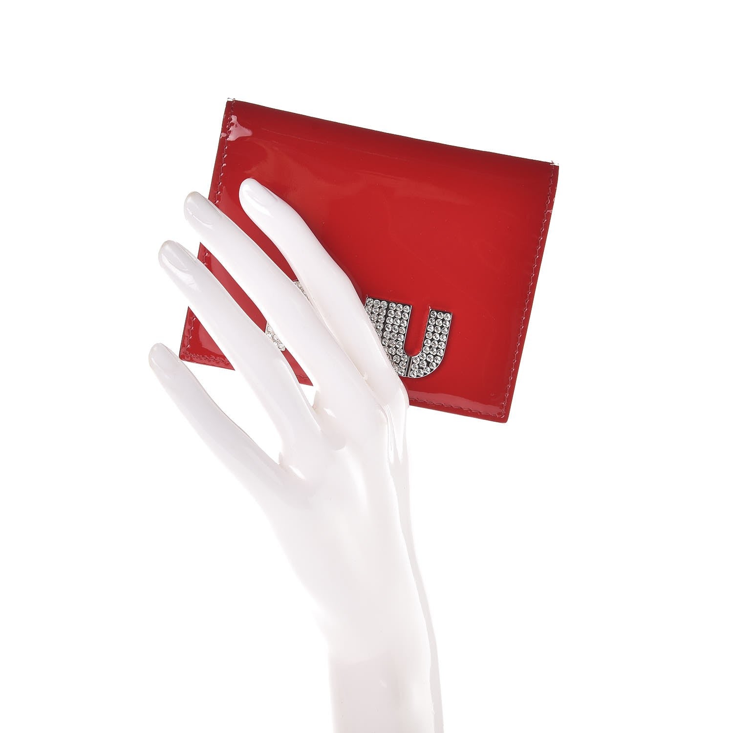Miu Miu Vernice Crystal Logo Wallet Red 2 of 8