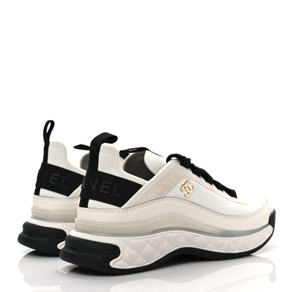 Chanel Velvet Calfskin Mixed Fibers CC Sneakers 39 Ivory Black 4 of 8