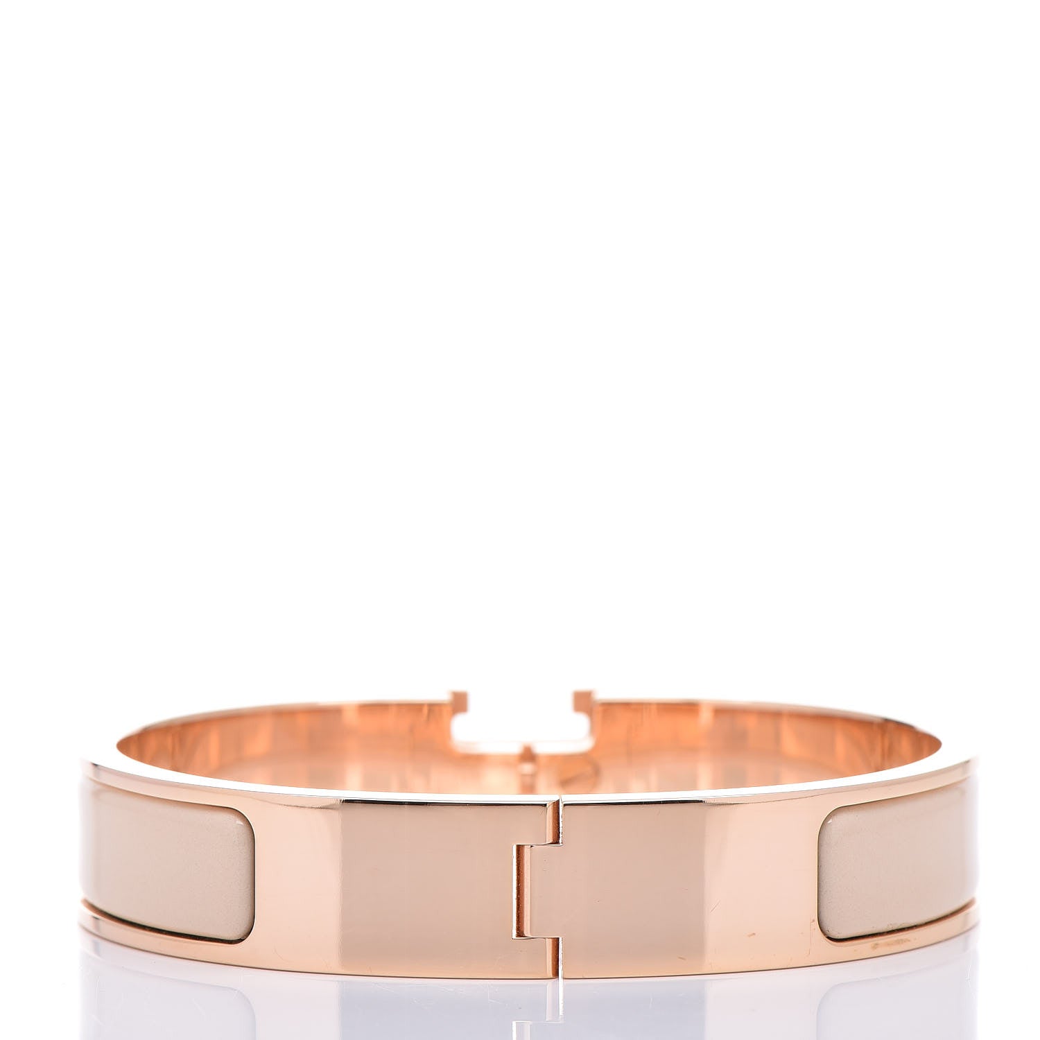 Hermes Narrow Enamel Clic Clac H Bracelet PM Beige Nacre 3 of 5