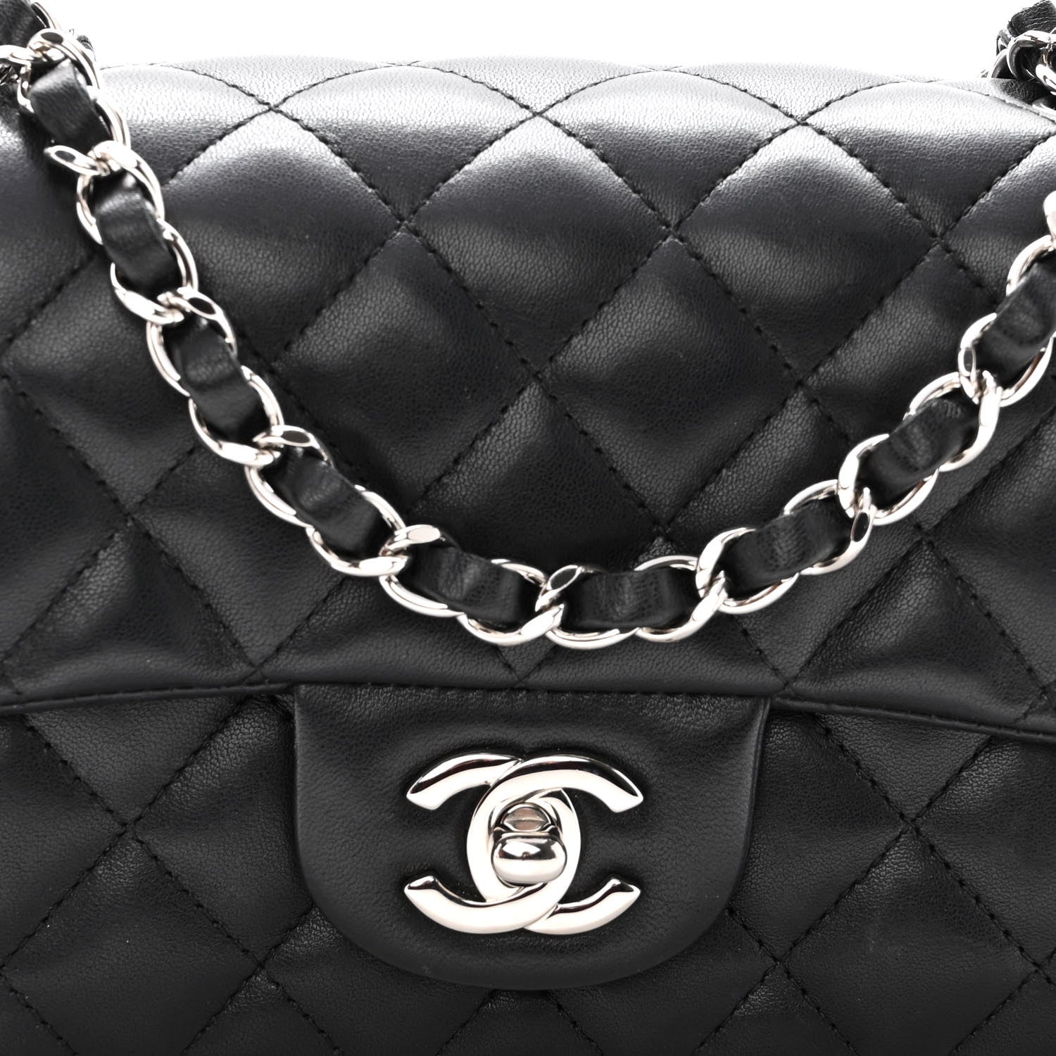 Chanel Lambskin Quilted Mini Rectangular Flap Black 7 of 10