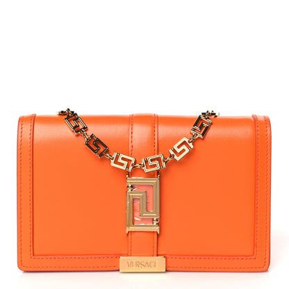 Versace Calfskin Greca Goddess Wallet On Chain Orange 1 of 8