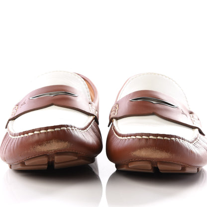 Louis Vuitton Calfskin Mens Shade Car Loafers 9 Brown White 10 of 10