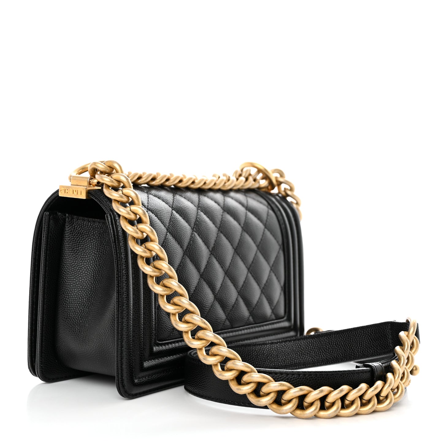 Caviar Quilted Small Boy Flap Black
