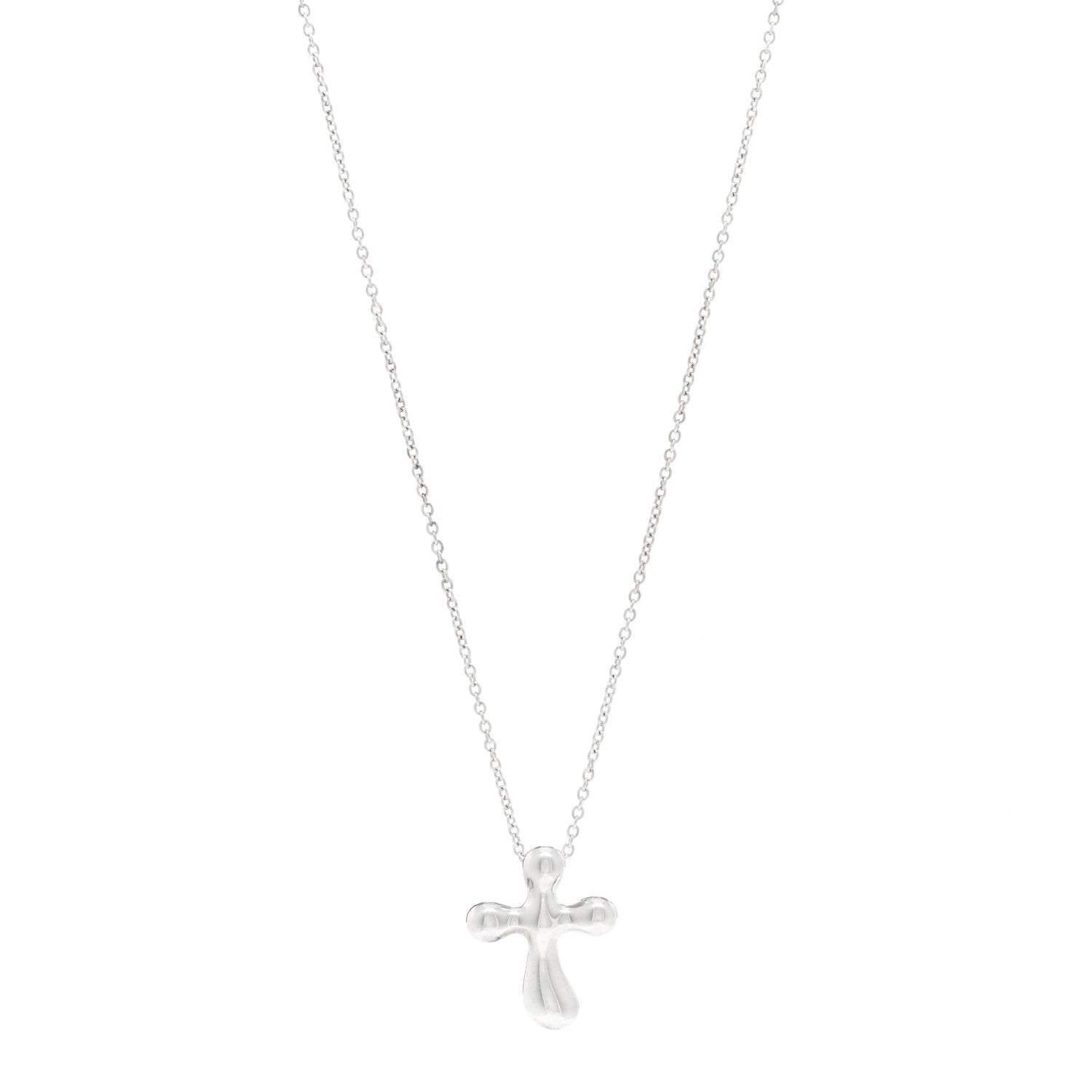 Tiffany Sterling Silver 14mm Elsa Peretti Cross Pendant Necklace 1 of 4