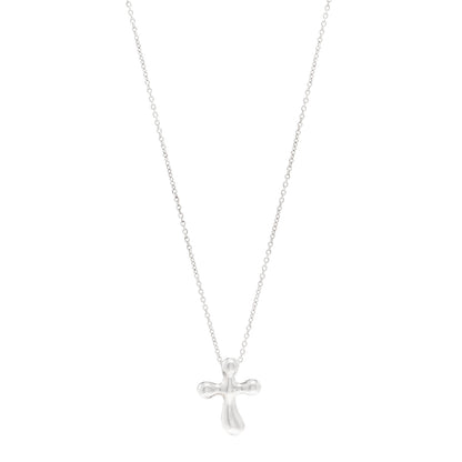 Tiffany Sterling Silver 14mm Elsa Peretti Cross Pendant Necklace 1 of 4